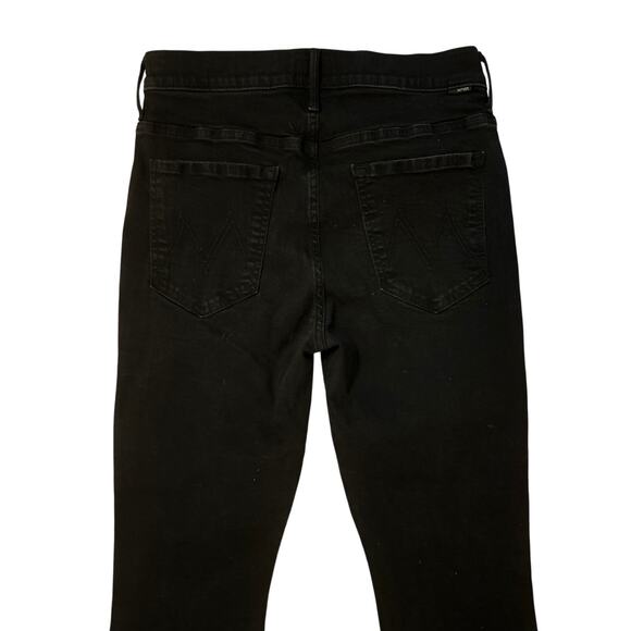 Women 30 Mother Denim Insider Crop Step Fray Not Guilty Black Jeans Pants - Picture 5 of 8